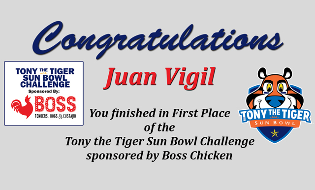 TONY THE TIGER SUN BOWL CHALLENGE FINAL WINNERS ANNOUNCED
